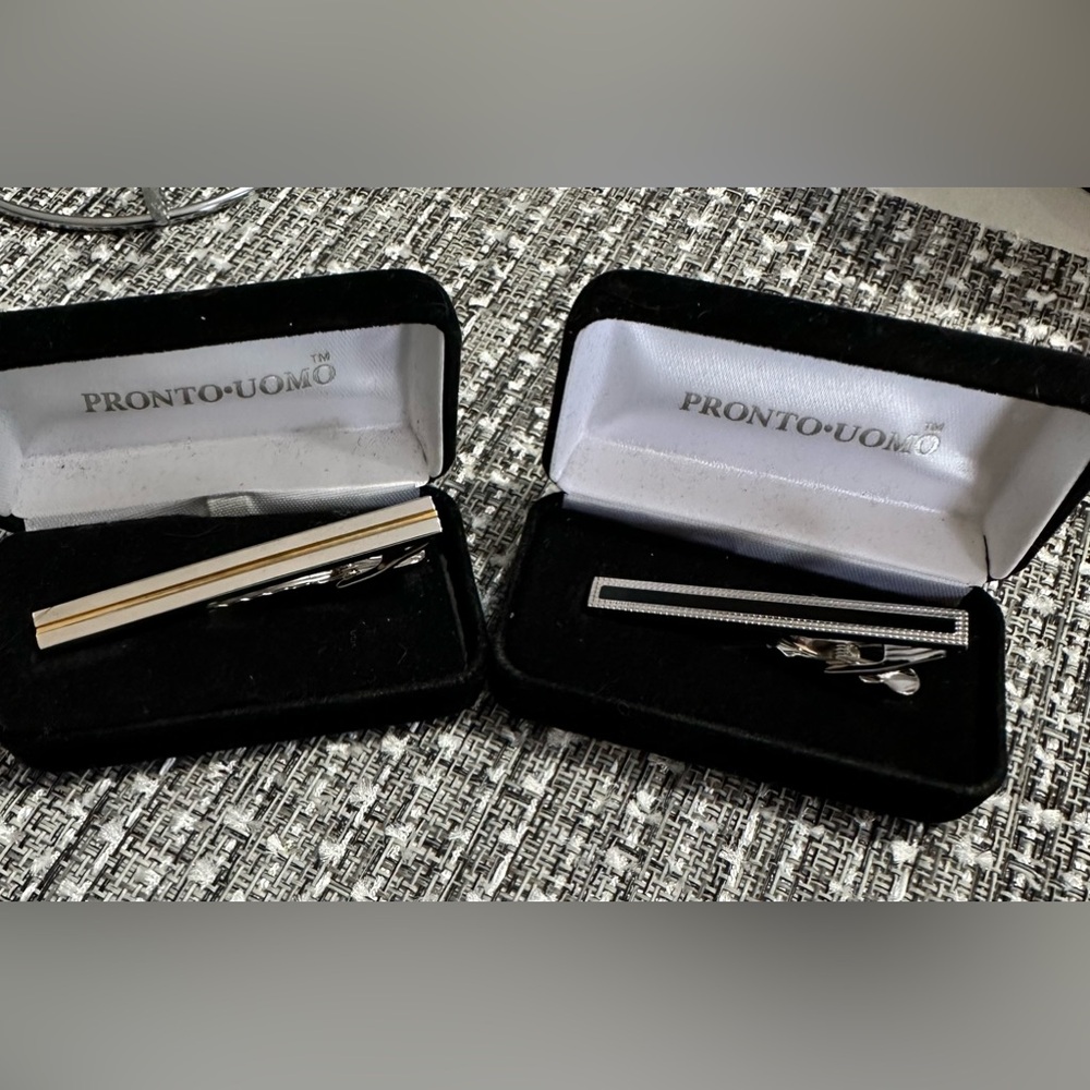 Men’s Warehouse Silver/Jet & Silver/Gold Tie Bar